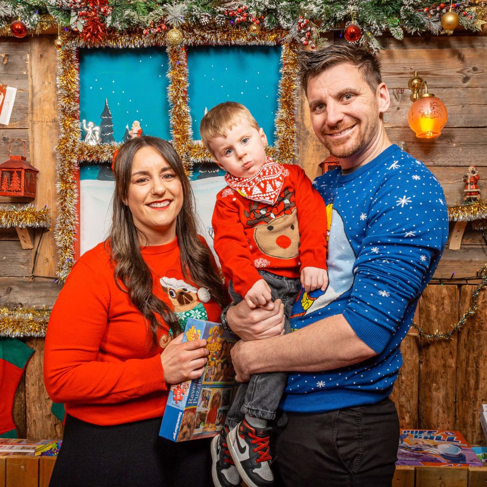 Rachel and Paul Moloney with son Rian (2) who is supported by The Jack and Jill Children's Foundation were first visitors to The Santa Experience at the Jetland Shopping Centre Limerick