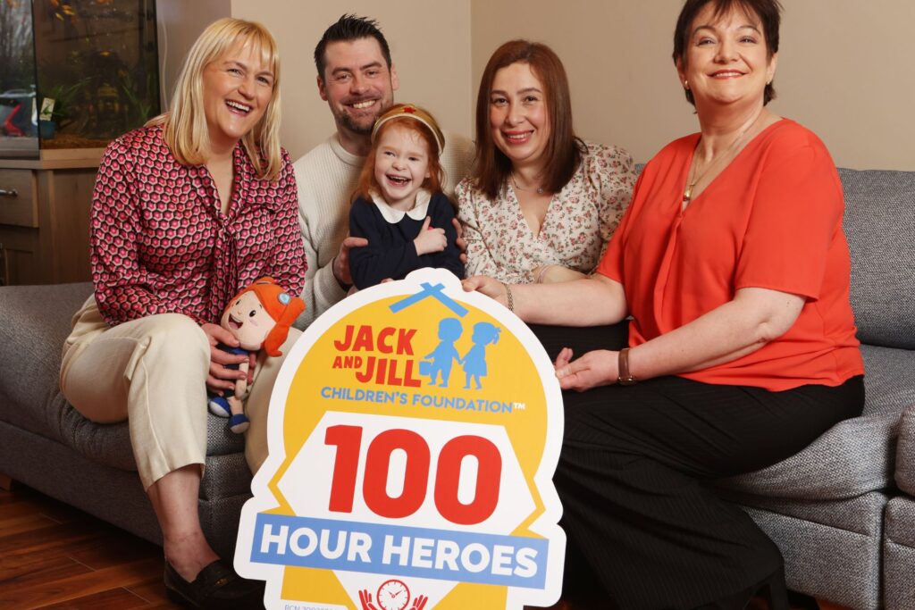 Jack and Jill Heapes Family, with Jack and Jill Liaison Nurse Caroline Thomas, Fundraising executive Tina